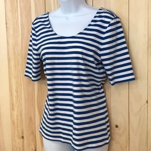 Ralph Lauren blue and white striped top, large